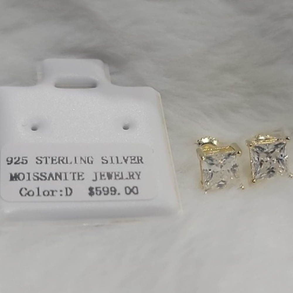 Gold Over Sterling Silver Moissanite Studs